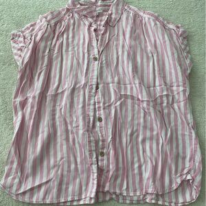 beachlunchlounge Pink and White Striped Button Down Shirt